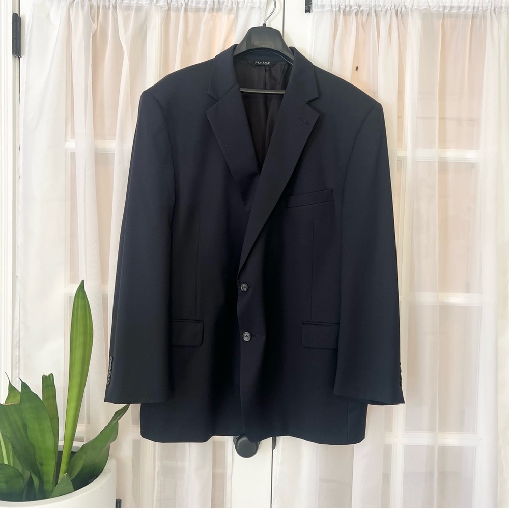 Jos A Bank 100% Wool Suit Jacket Black Blazer **TAILORED**